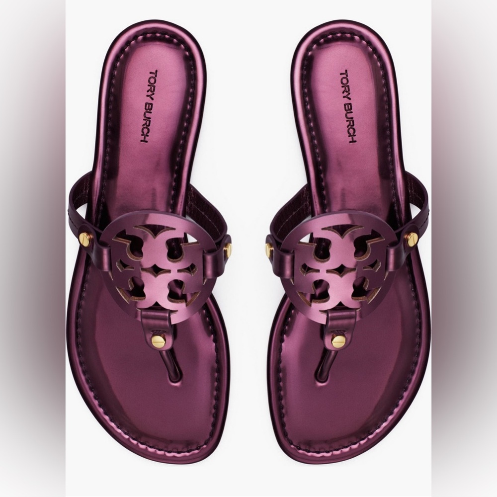 New Tory Burch miller sandals Merlot color size 6.5 - Picture 3 of 7